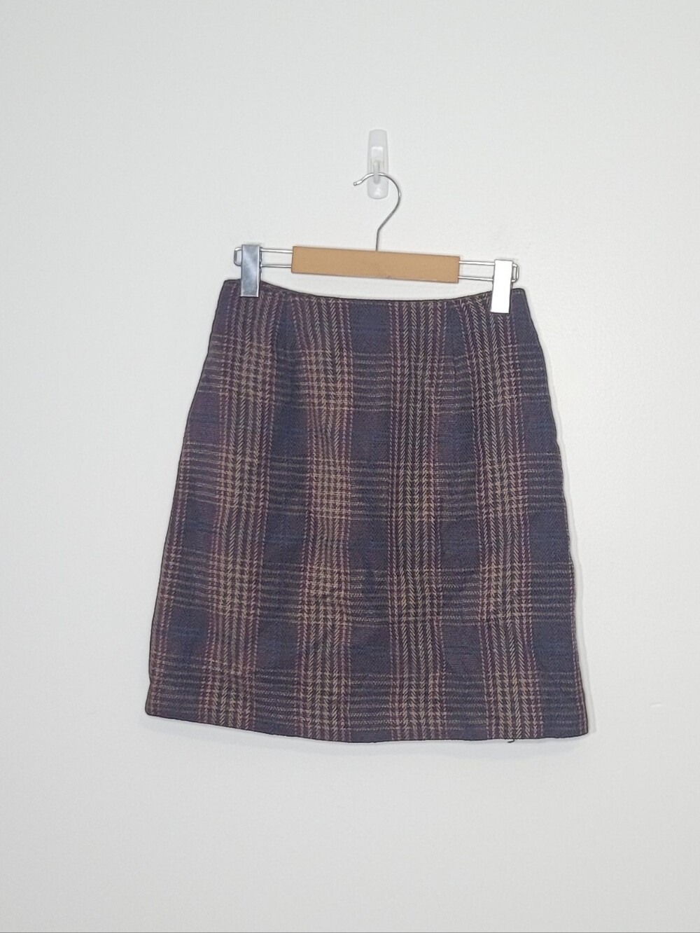 Talbots Petite Brown Multicolored Plaid Wool Blend Professor Skirt Size 6P